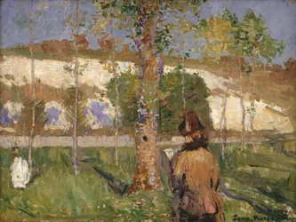 Madame Sisley sur les rives du Loing à Moret